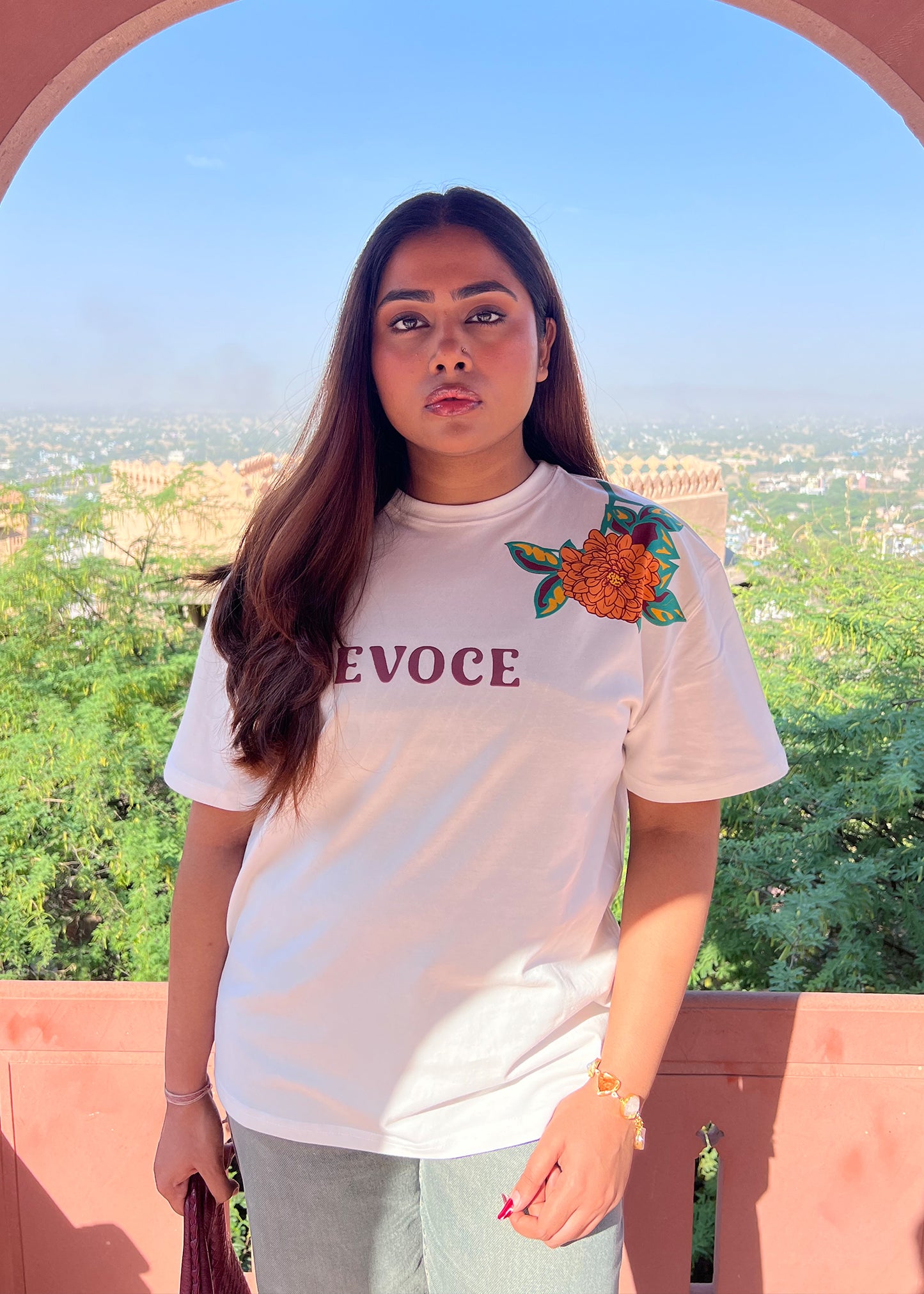 Golden Bloom Tee - White