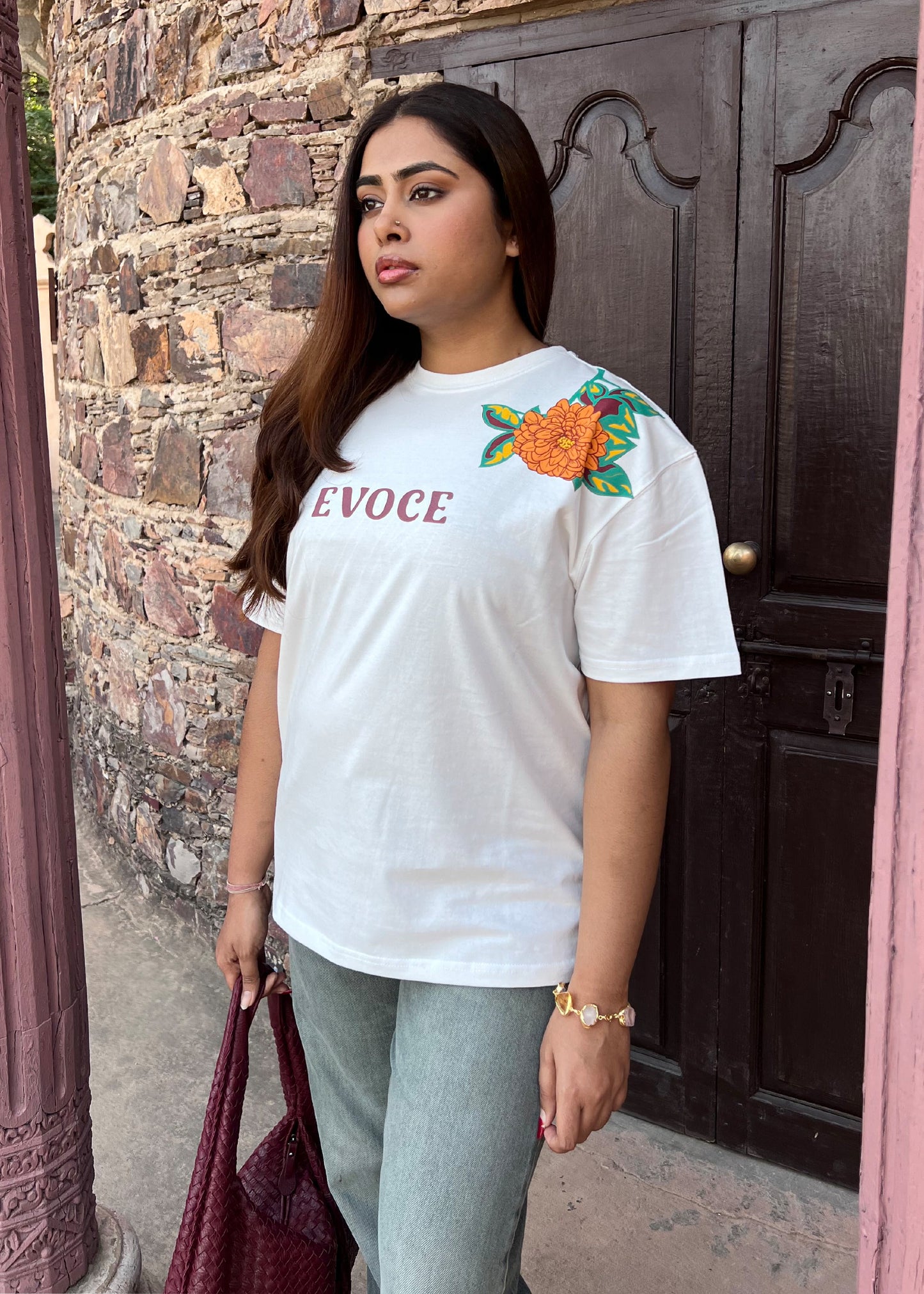 Golden Bloom Tee - White