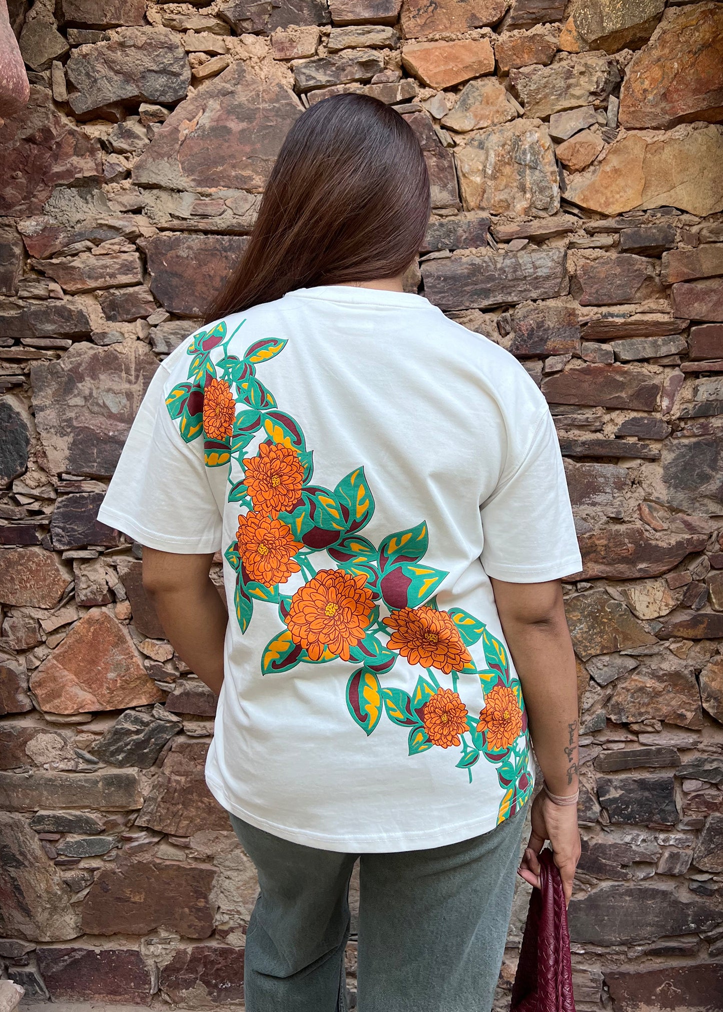 Golden Bloom Tee - White