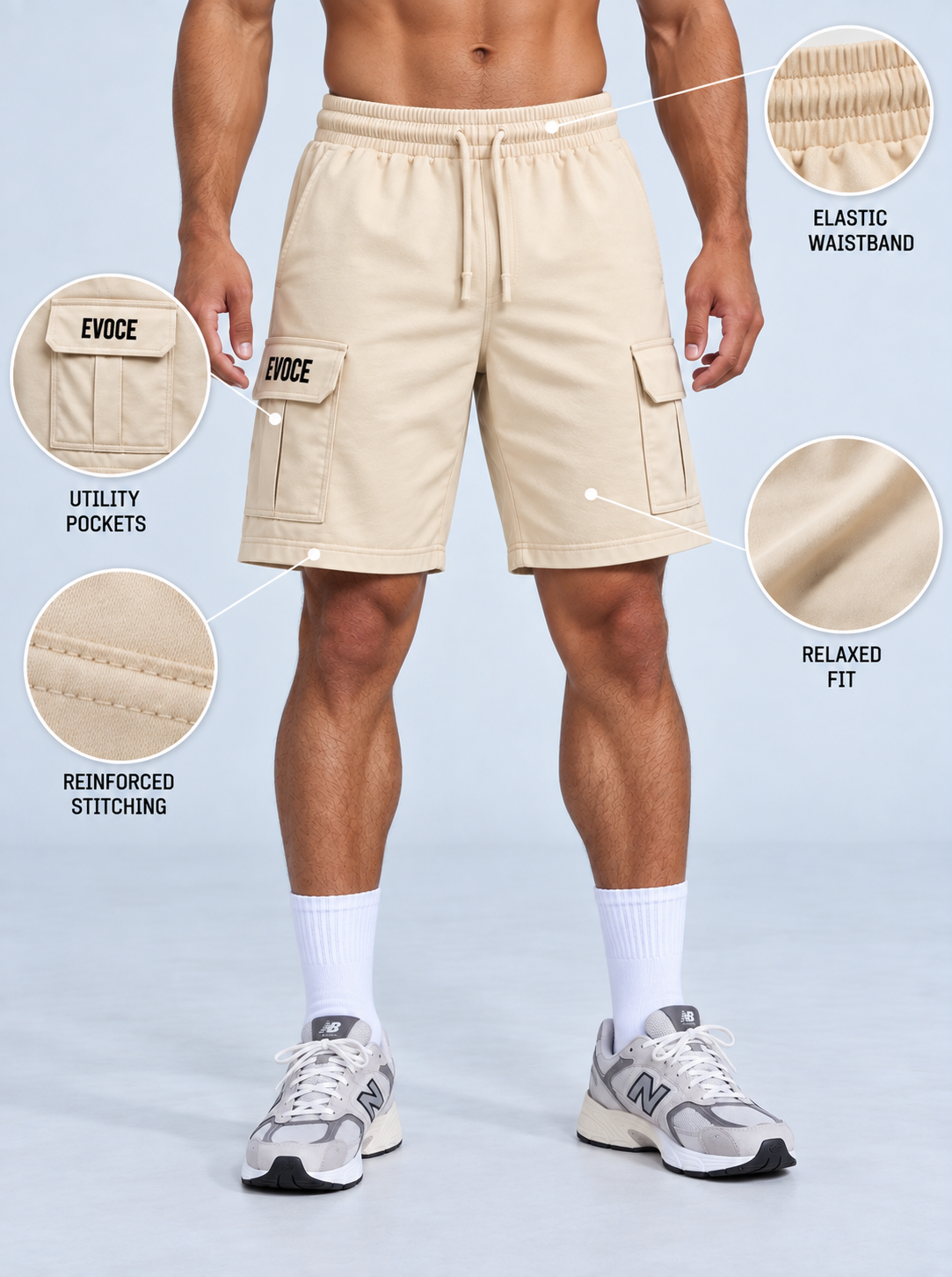 CARGO SHORTS - BEIGE